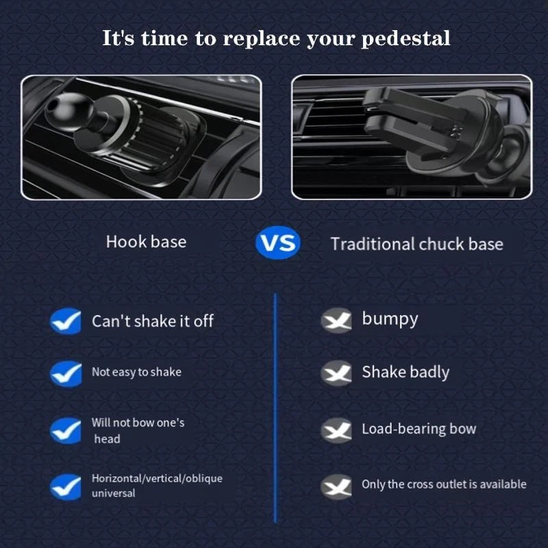 Inverted Hook Base Car Phone Holder - Secure and Stable Mounting